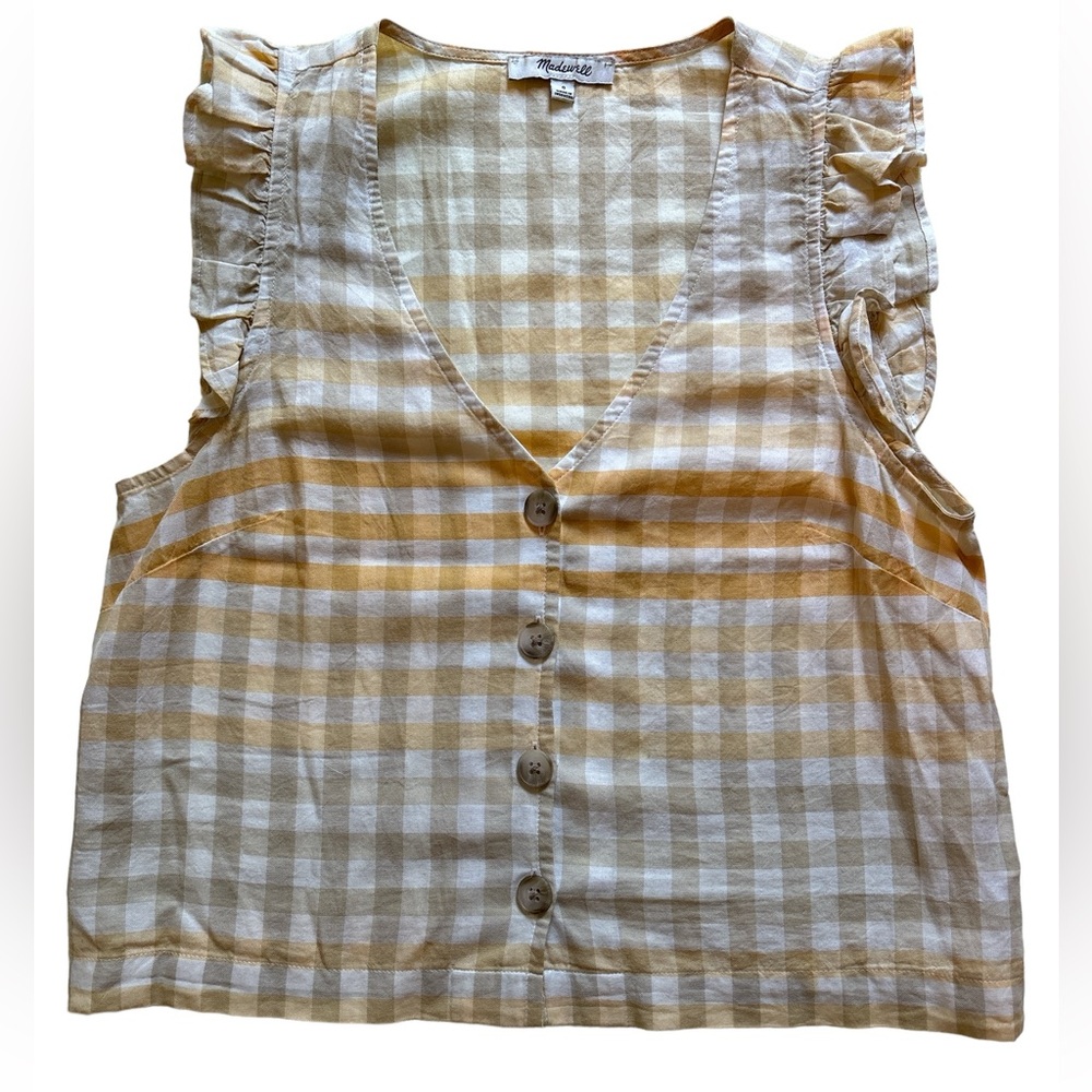 Madewell Yellow Gingham Summer Top